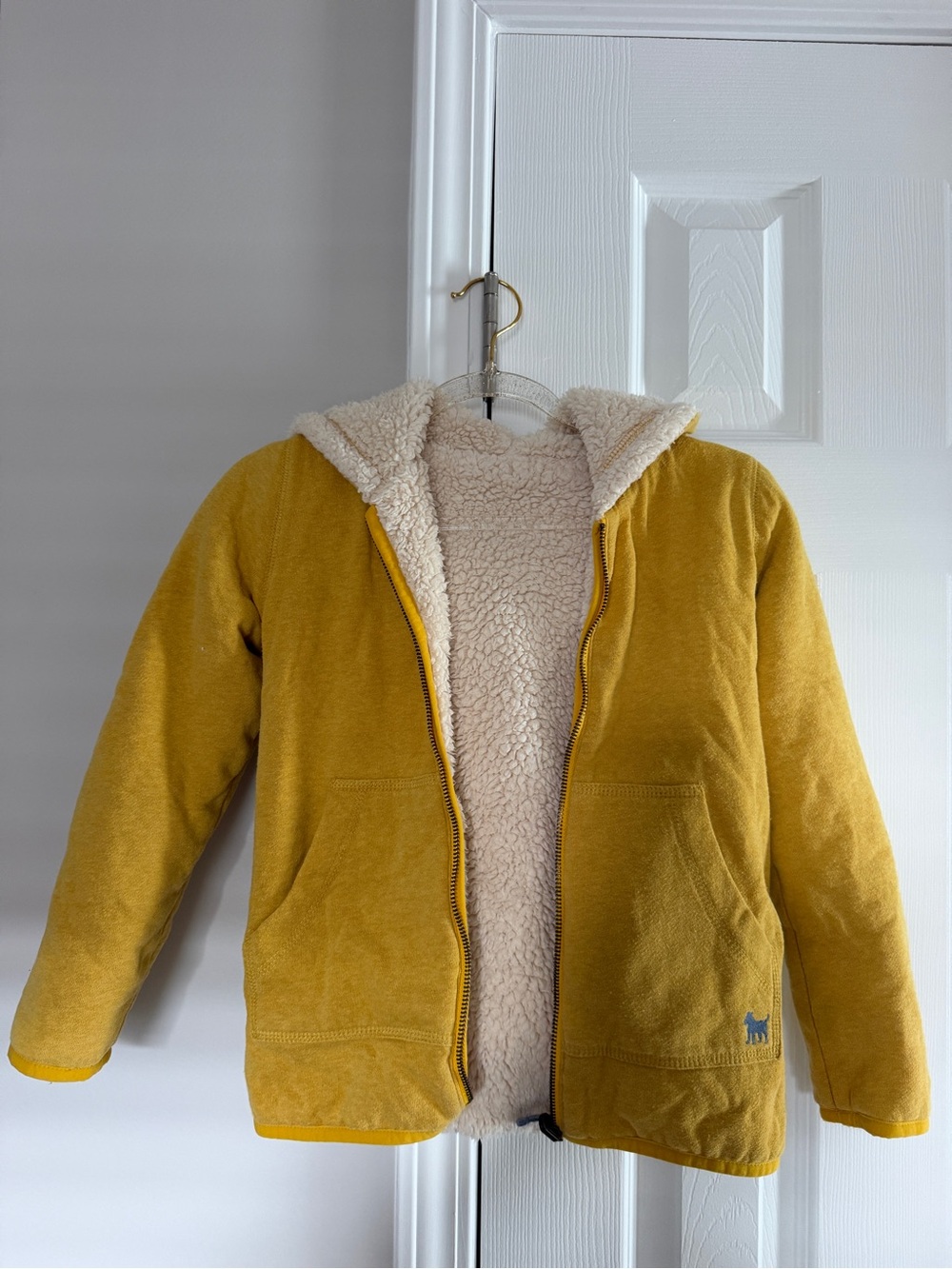 Mini Boden Mustard Yellow Sherpa reversible jacket
